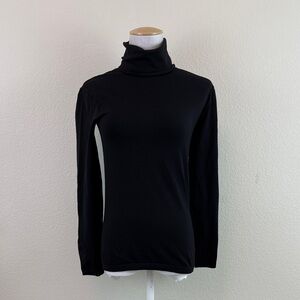 Wolford Cotton Velvet Black Turtleneck Sweater Size Medium